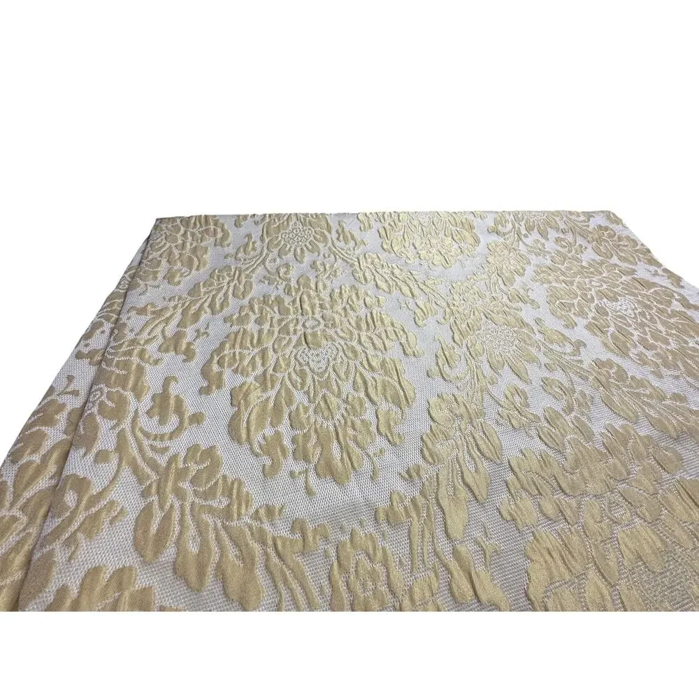 Single Matelasse Printed Curtain Drape Gold Champagne Grommet Top 1 Panel 82